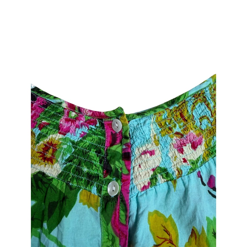 Soft Surroundings Floral Maxi Dress XL Smocked Sundress Pockets Cottagecore Boho - Picture 3 of 7